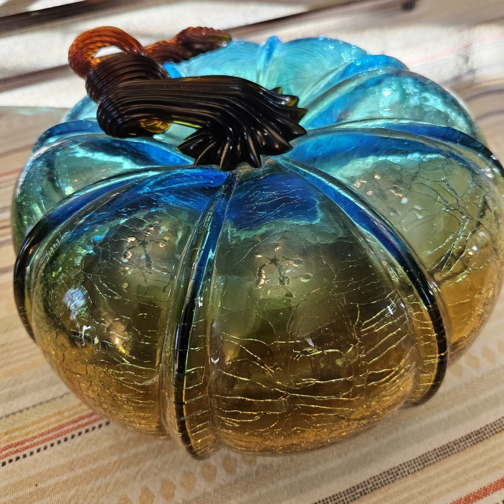Handcrafted Glass Pumpkin Decor NWOT